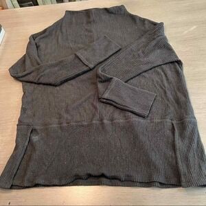 Ady P Womens Medium Black Ribbed Knit‎ Tunic Top Long Sleeve